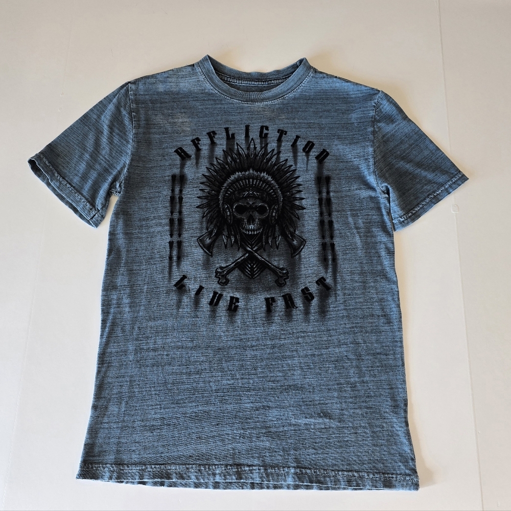 AFFLICTION unisex youth medium/adult small distress graphic shirt